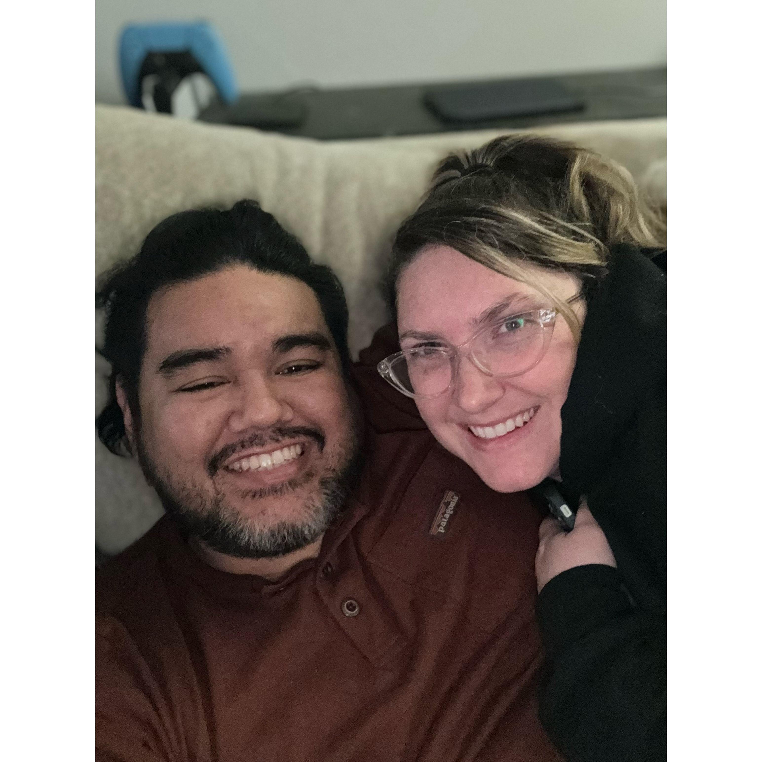 A perfect depiction of most of our nights - just hanging out at home and enjoying each other's company. ❤️