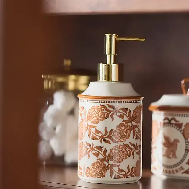 Floral Stoneware Soap Pump