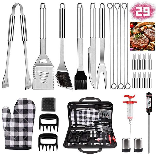 iToncs 2021 Grilling Accessories BBQ Tools Set, 29 PCS Stainless Steel Grill Kit with Case, Great Barbecue Utensil Tool for Men, Dad