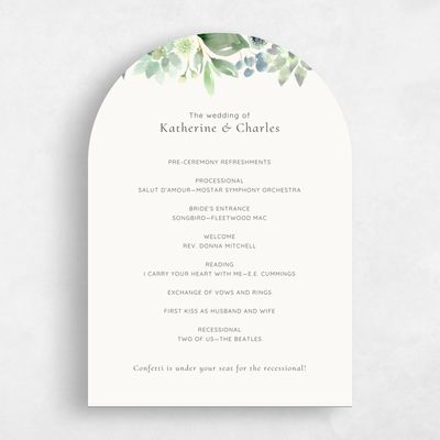 Green Arch Wedding Program - Cricket