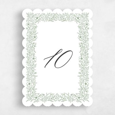 White Scalloped Wedding Table Number - Elaina