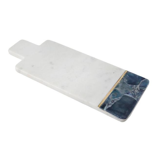 15" x 6" Marble and Agate Serving Paddle Board with Brass Inlay - Thirstystone