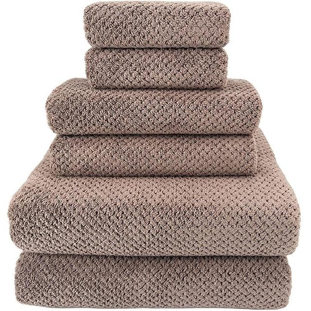 YTYC Towels,29x59 Inch Large Bath Towels Set of 6 Piece Quick Dry Super Soft Light Weight Microfiber Bathroom Towels for Body 2 Bath Towels 2 Hand Towels 2 Washcloth Towel 80% Polyester(Brown, 6)