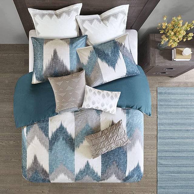 Ink+Ivy Alpine Cotton Duvet Cover Mini Set Aqua King/Cal King