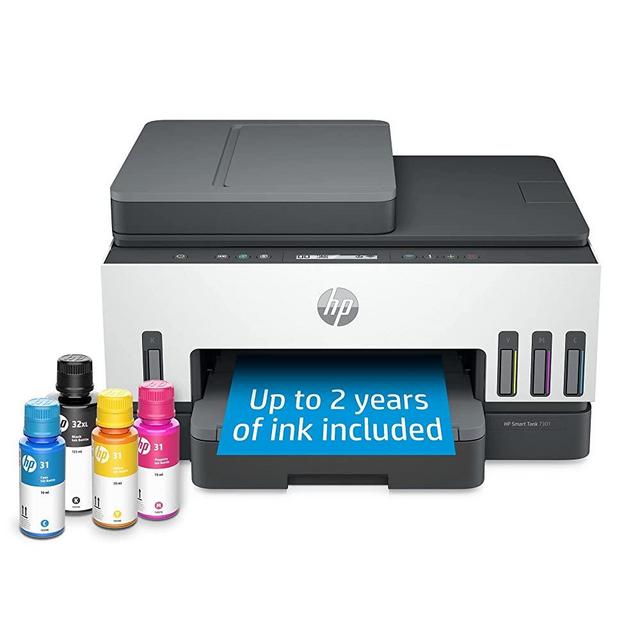 "HP Smart Tank 7301 Wireless All-in-One Cartridge-free Ink Printer, up to 2 years of ink included, mobile print, scan, copy, automatic document feeder (28B70A)"
