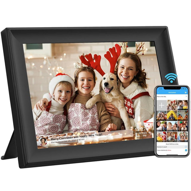 SSAWiFiFrame 32GB 10.1 Inch WiFi Digital Picture Frame with 1280x800 HD IPS Touch Screen, Send Photo or Videos via App or Email, Support USB Drive/SD Card Extend Storage,Auto-Rotate, Wall Mountable