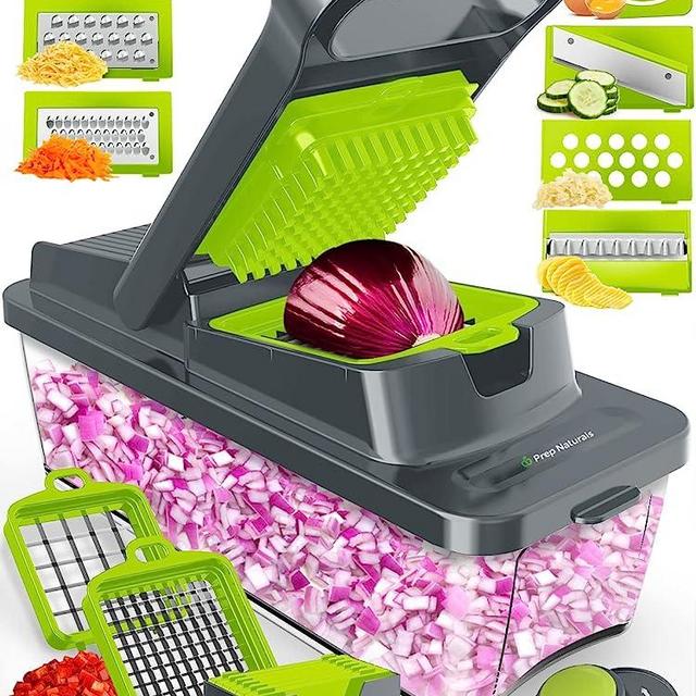 9-in-1 Vegetable Chopper & Mandoline Slicer for Kitchen - Veggie Chopper Vegetable Cutter, Food Chopper, Onion Chopper Dicer, Veggie Chopper With Container, Vegetable Chopper With Container - Gray