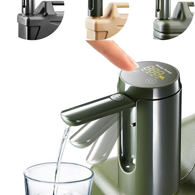 Automatic Touch Control Water Pump,Only for 5 Gallon,4.8, 3.5, 3.2Gal Camping Water Containers, Green Portable Foldable Helical Water Faucet,Type-C Rechargeable Water Dispenser for Outdoors Hiking