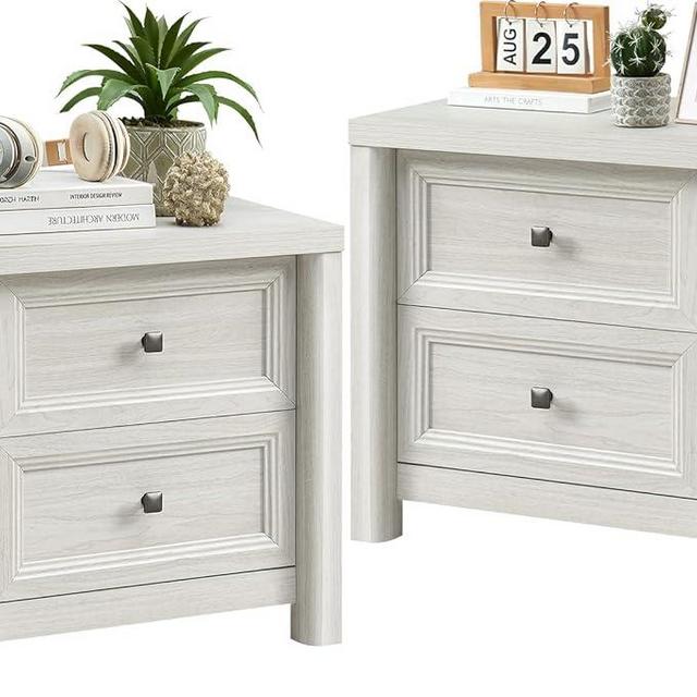 Standifurno Farmhouse White Night Stands Set of 2, Bedside Tables Nightstands with 2 Drawers Storage, 22.8" Large Rustic Wood Night Stand, Bed Side Table for Bedroom Living Room Sofa Couch Office
