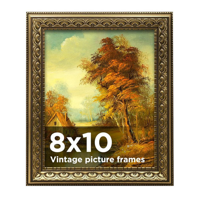 BSRHOME 8x10 Vintage Picture Frames Gold, Antique Picture Frame,Gold Frames for Wall Decor, 1 Pack Ornate Picture Frame