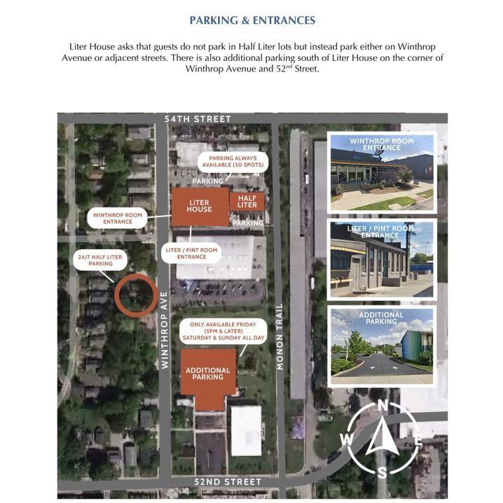 Parking map for the reception at Half Liter BBQ & Beer Hall.