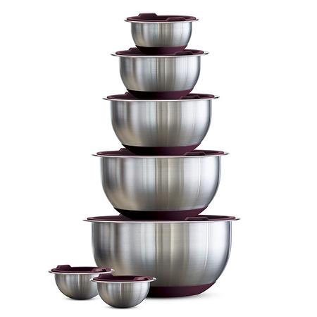 Tramontina 14-Piece Covered Stainless-Steel Mixing Bowl Set (Black)