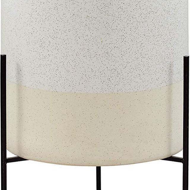 Rivet Mid-Century Ceramic Planter with Stand, 17"H, White