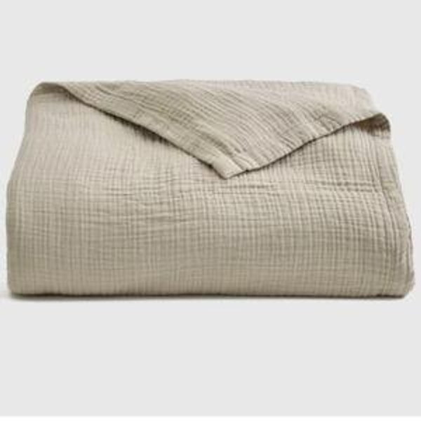 Organic Airy Gauze Blanket in Dune