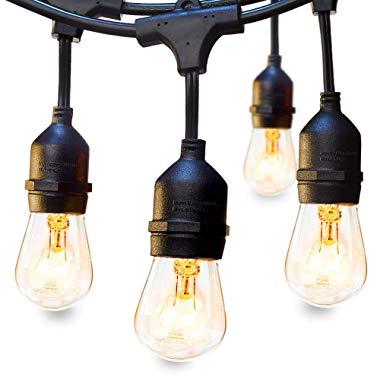 addlon 48 FT Outdoor String Lights Commercial Great Weatherproof Strand Edison Vintage Bulbs 15 Hanging Sockets, UL Listed Heavy-Duty Decorative Café Patio Lights for Bistro Garden