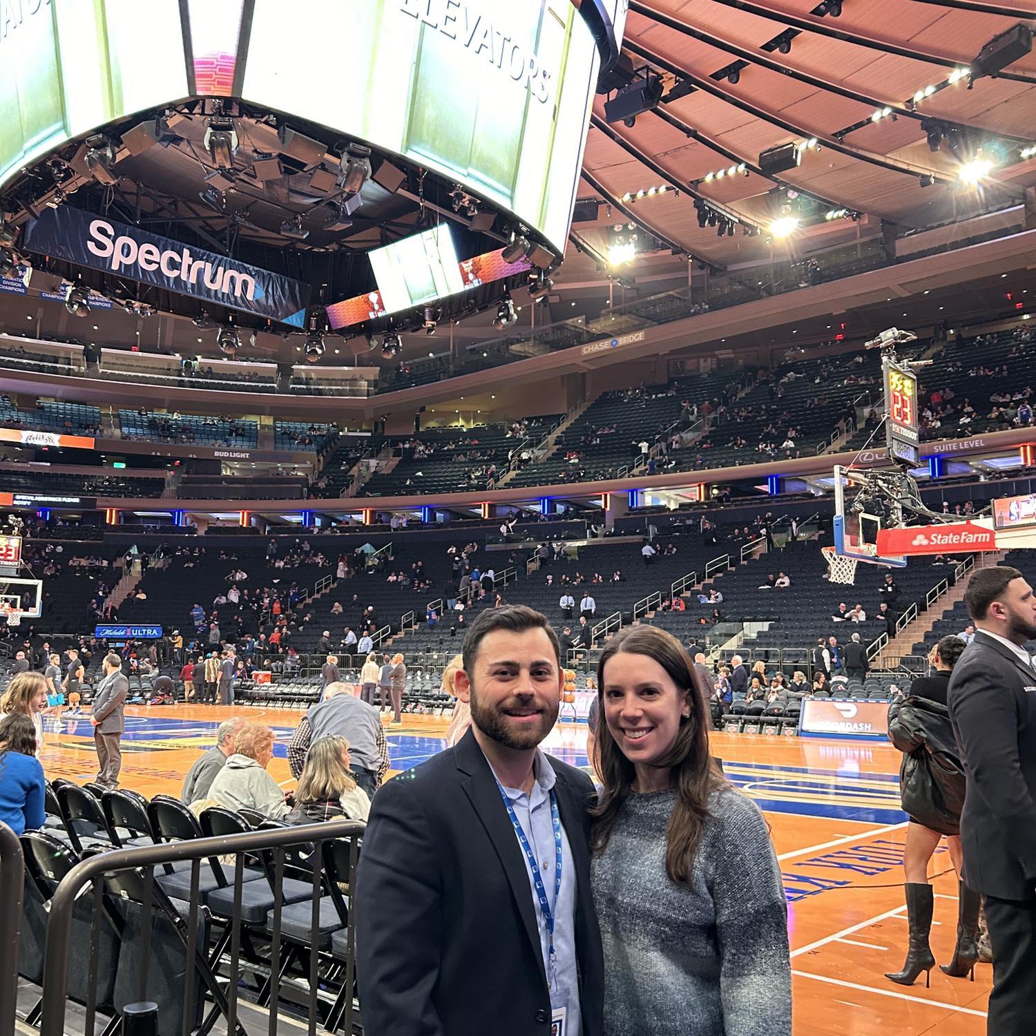 Enjoying the perks of Matt's job at MSG