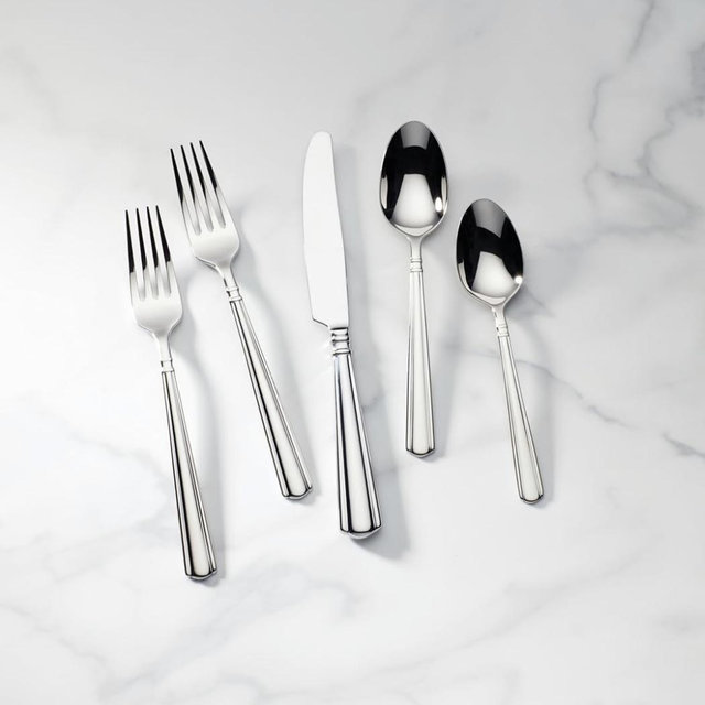 Lenox Amber Hill 65-Piece Flatware Set, 9.65 LB, Metallic