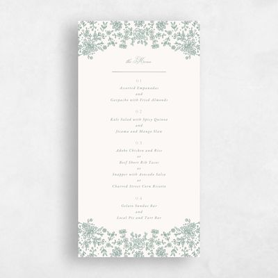 Rich Sage, Green Wedding Menu - Justine