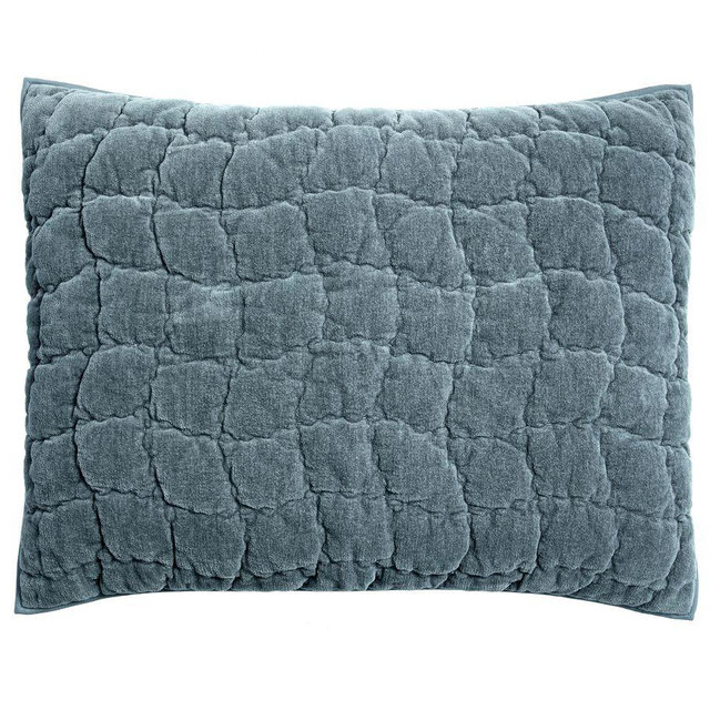Cozy Cloud Vevlet Quilted Sham, Standard, Steel Blue