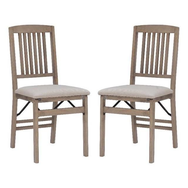 Linon Triena Mission Back Wood Set of Two Folding Chairs in Graywash