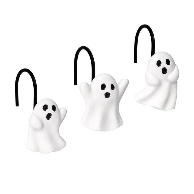Sunlit Ghost Shower Curtain Hooks, Home Decorative Shower Curtain Rings for Bathroom, Halloween Shower Curtain Hangers Bathroom Accessories, Set of 12