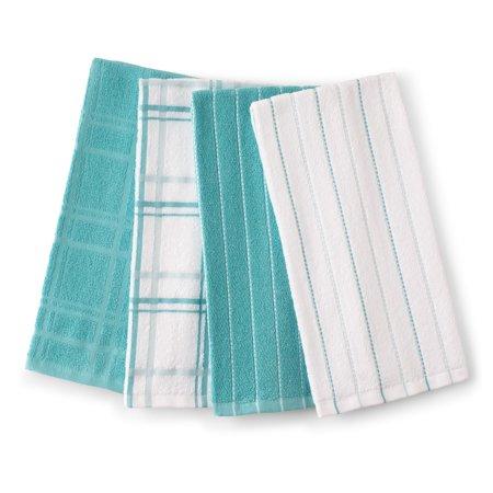 Better Homes & Gardens Kitchen Towel Set, Aqua Ocean, 4 Count
