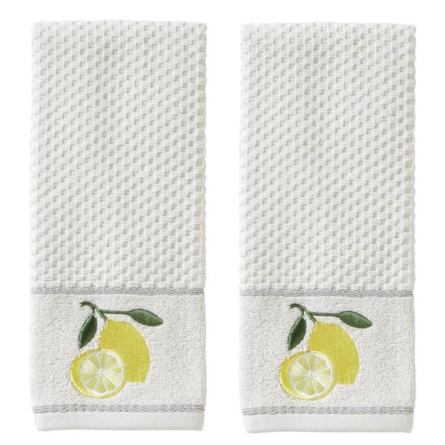 2pc Lemon Zest Hand Towel Set White - SKL Home