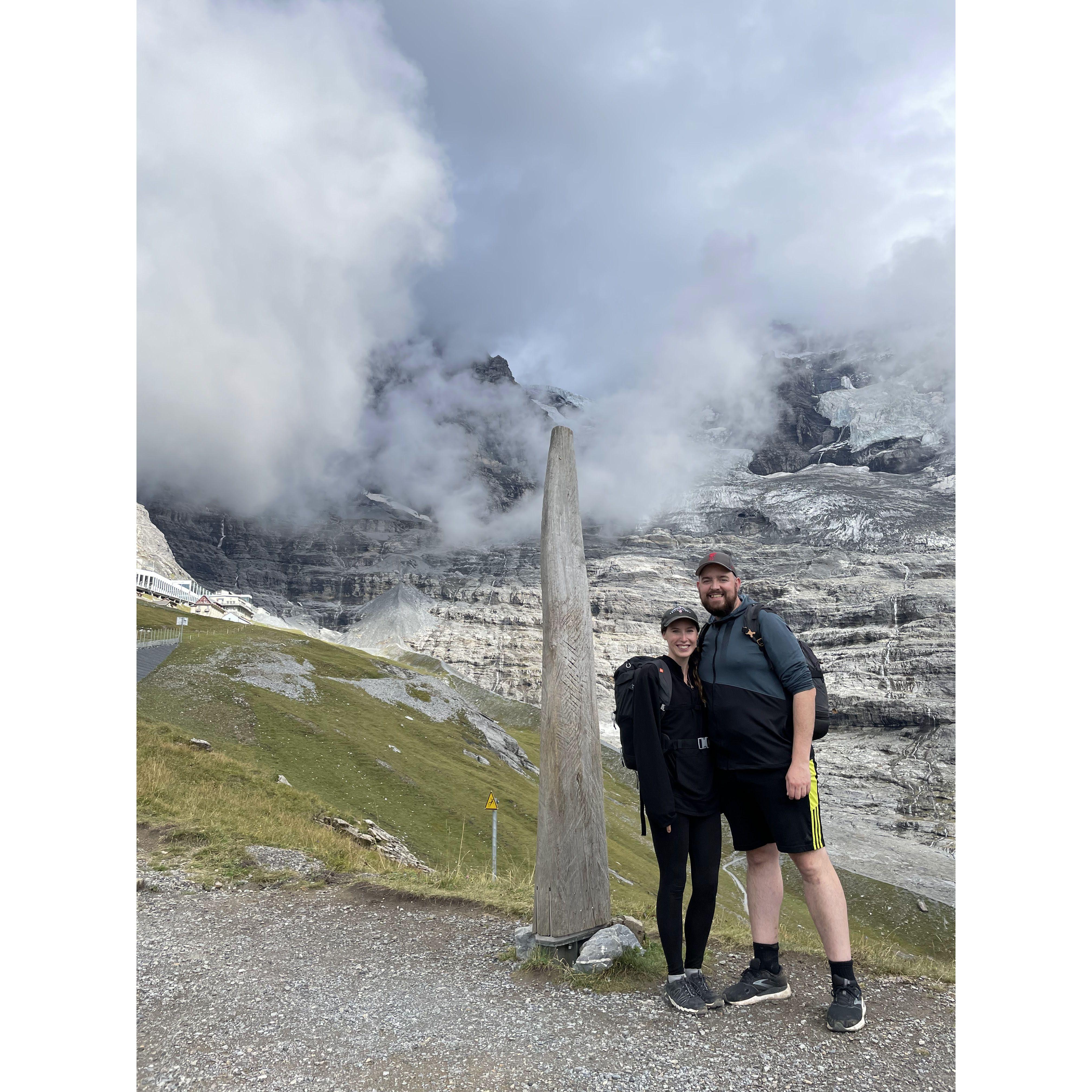 Hiking near the Eiger Glacier in Switzerland