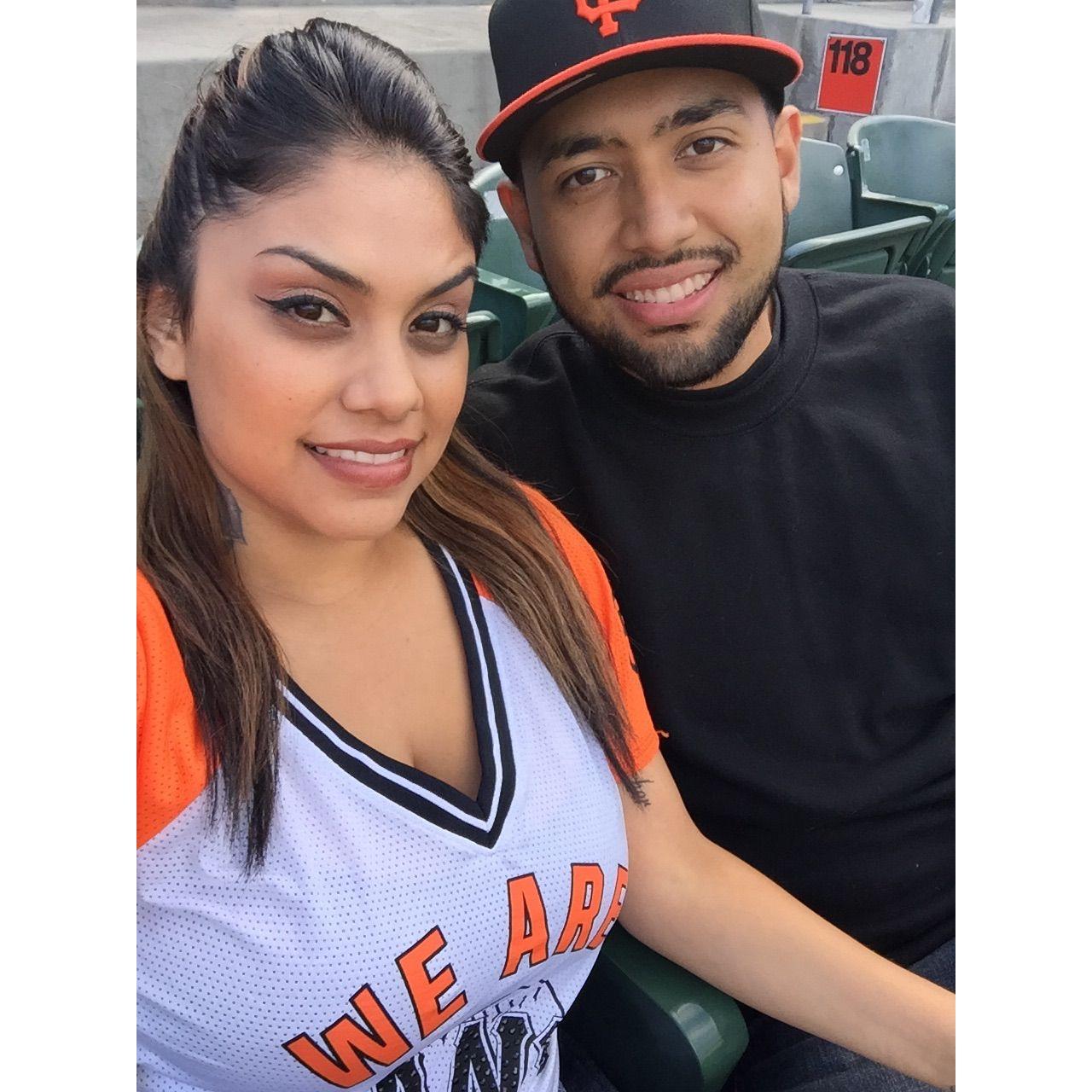 First time I told him I loved him- Giants & A's game behind home plate