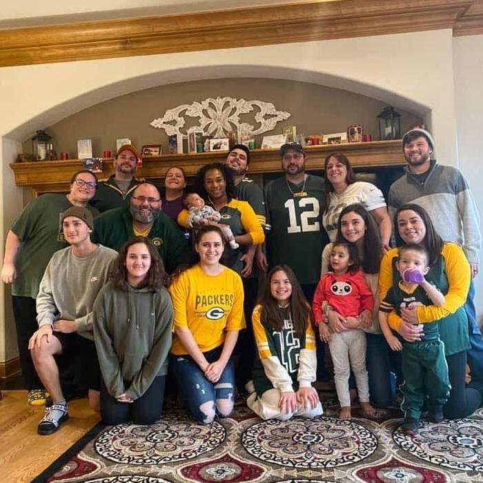 Extremely rare photo. Jason, Josh, and Matt Benavides with all Significant Others, Children, and Grandchildren. Grafton, WI
