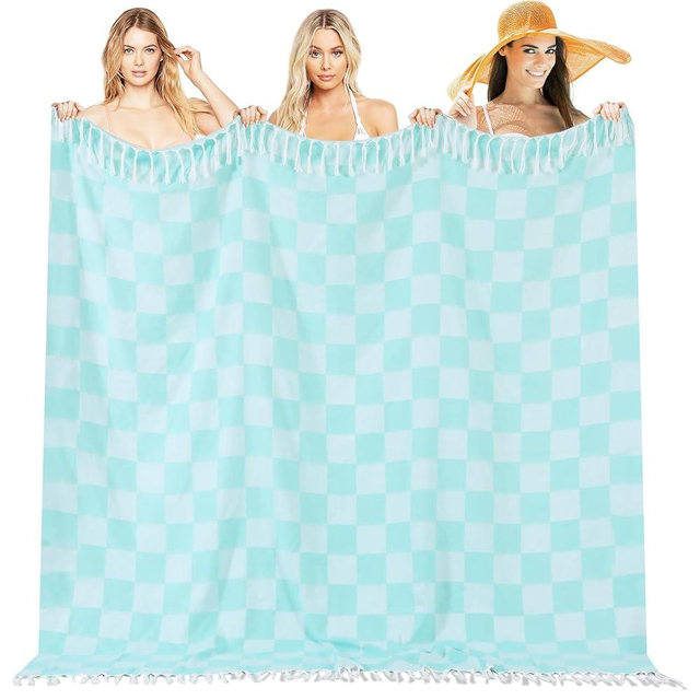 Giant Turkish Beach Blanket Pool Towel Cotton Lightweight Extra Large Soft Sand Free Quick Dry Oversized Thin Sandproof Cruise Ship Essentials Summer Vacation Accessories Gift Must Haves Stuff Gadget