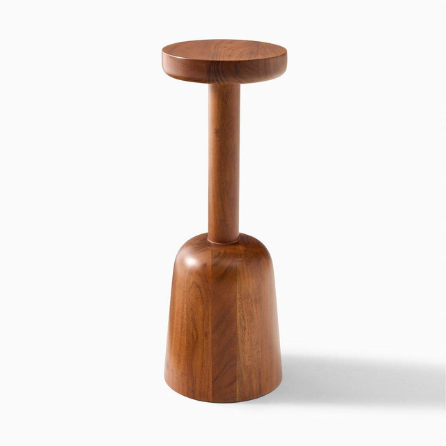 Wooden Pedestal Drink Table, 8", Cool Walnut