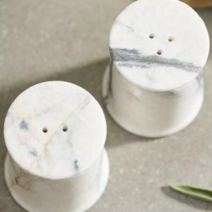 Smoky White Marble Salt + Pepper Shakers