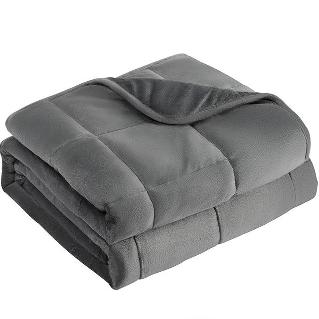 L'AGRATY Weighted Blanket - 48"x72" 15lbs Soft Breathable Heavy Blanket Minky Material with Glass Beads for Adult All-Season Summer Fall Winter Soft Thick Comfort