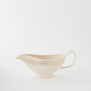 Fishs Eddy Gilded Gravy Boat, Decorative Band, Black/White