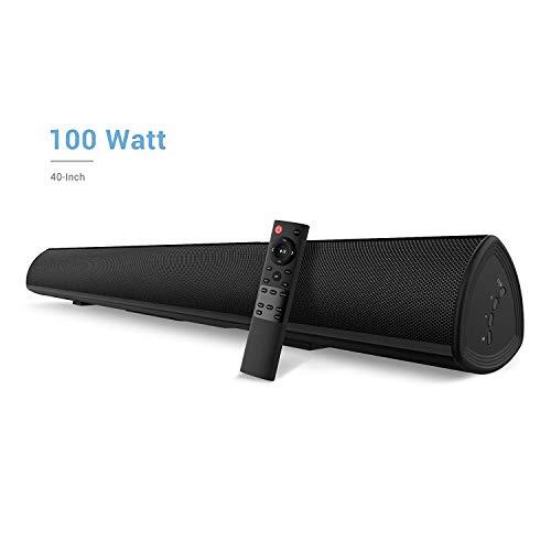100Watt 40 Inch Soundbar, Bestisan Sound Bar Wireless and Wired Audio Bluetooth 5.0 TV Speakers with IR Remote Function (2019 Beef Up Version, 60 Days Home Trial)