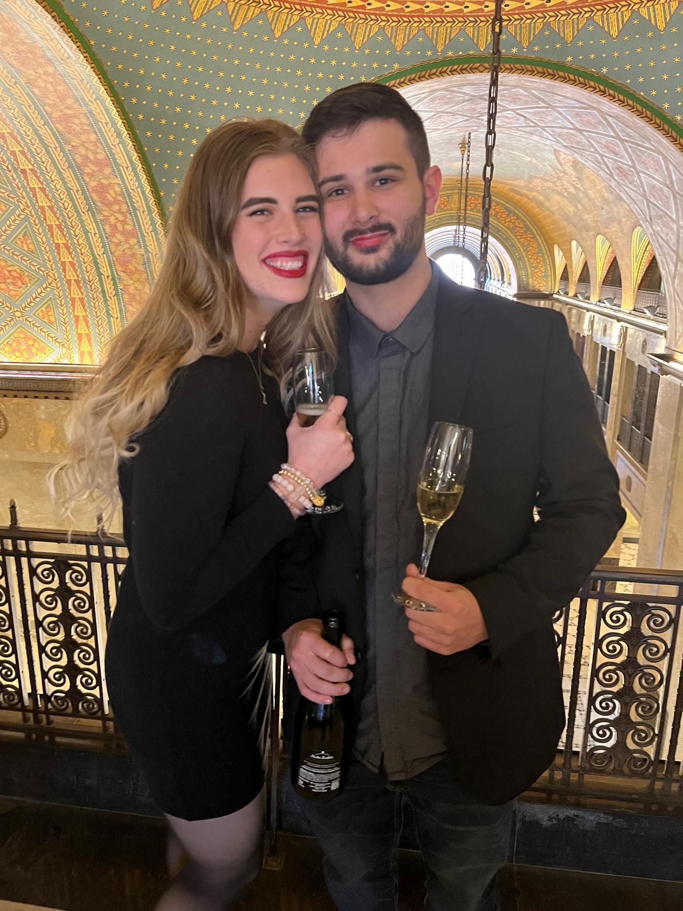 Intermission at Hamilton. Celebratory champagne, courtesy of the Fisher Theatre!! 
11-26-2022