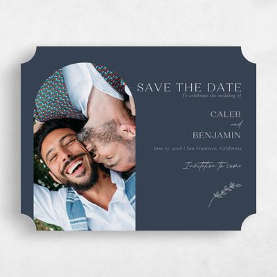 Blue Ticket Wedding Save the Date - Oakbrook Photo