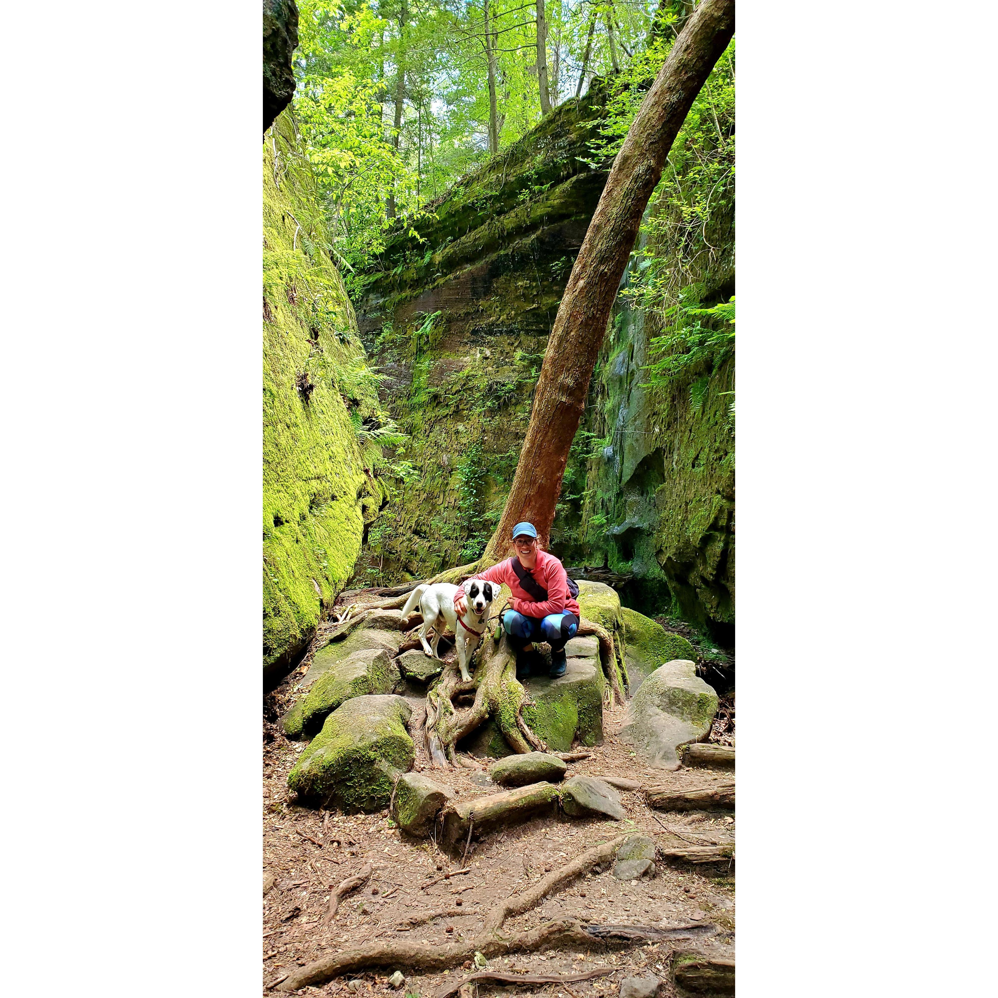 Hiking at Dismals Canyon.