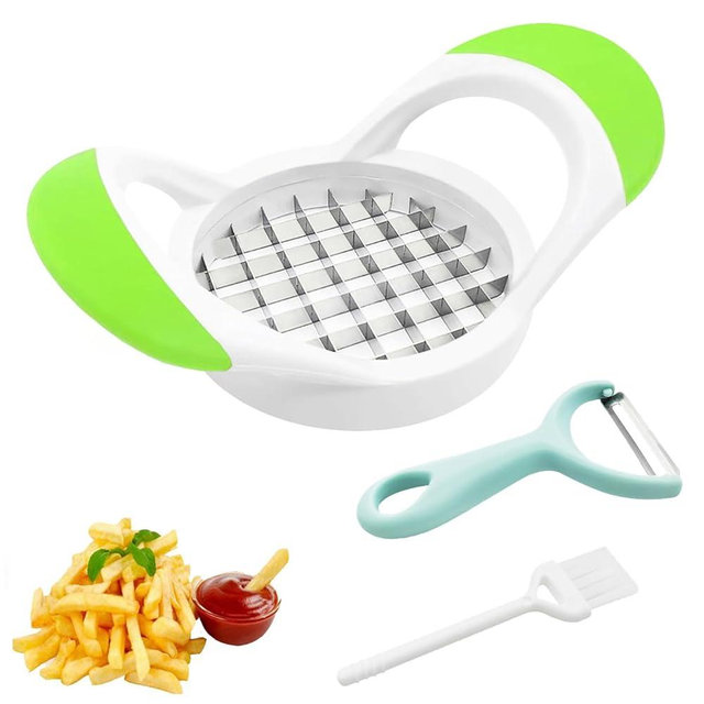 French Fry Maker, Professional Multi-purpose Stainless Steel Fast Vegetable Potato Slicer Onion Chopper Fits Home Kitchen, French Fry Cutter