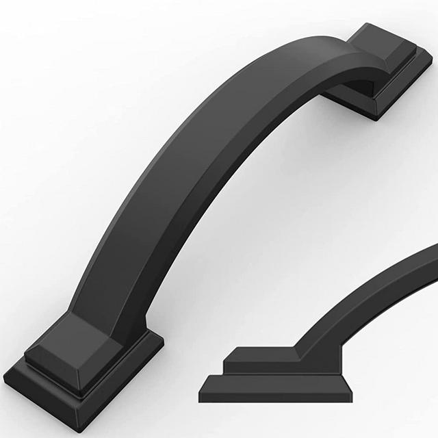 Amerdeco 30 Pack Matte Black Cabinet Pulls 3 Inch(76mm) Hole Centers, Handles for Kitchen Cabinet Hardware, Arch Cabinet Handles for Bathroom Dresser Drawer Handles ZH0016…