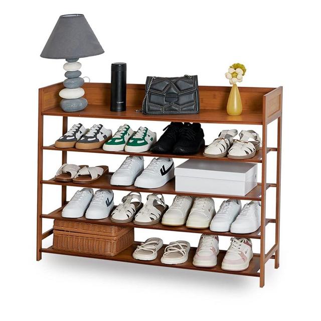 latifolia Shoe Rack, 5-Tier Bamboo Shoe Rack Organizer for Entryway Hallway, Brown(39.40''L)