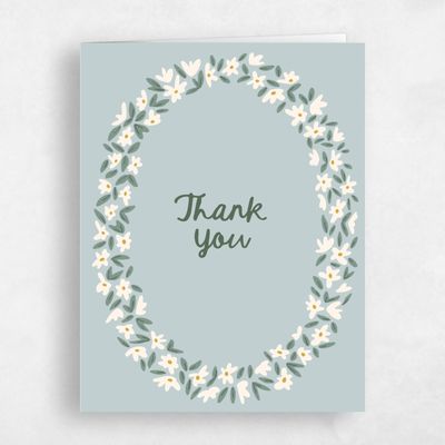 Soft Teal, Blue Wedding Thank You - Marguerite Portrait