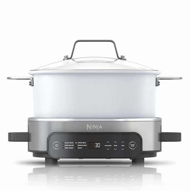 Ninja Foodi 6.5 qt Everyday PossibleCooker, 6-in-1 Functionality, Multi Cooker, Slow Cooker, Stainless Steel/White, MC1100 (Renewed)