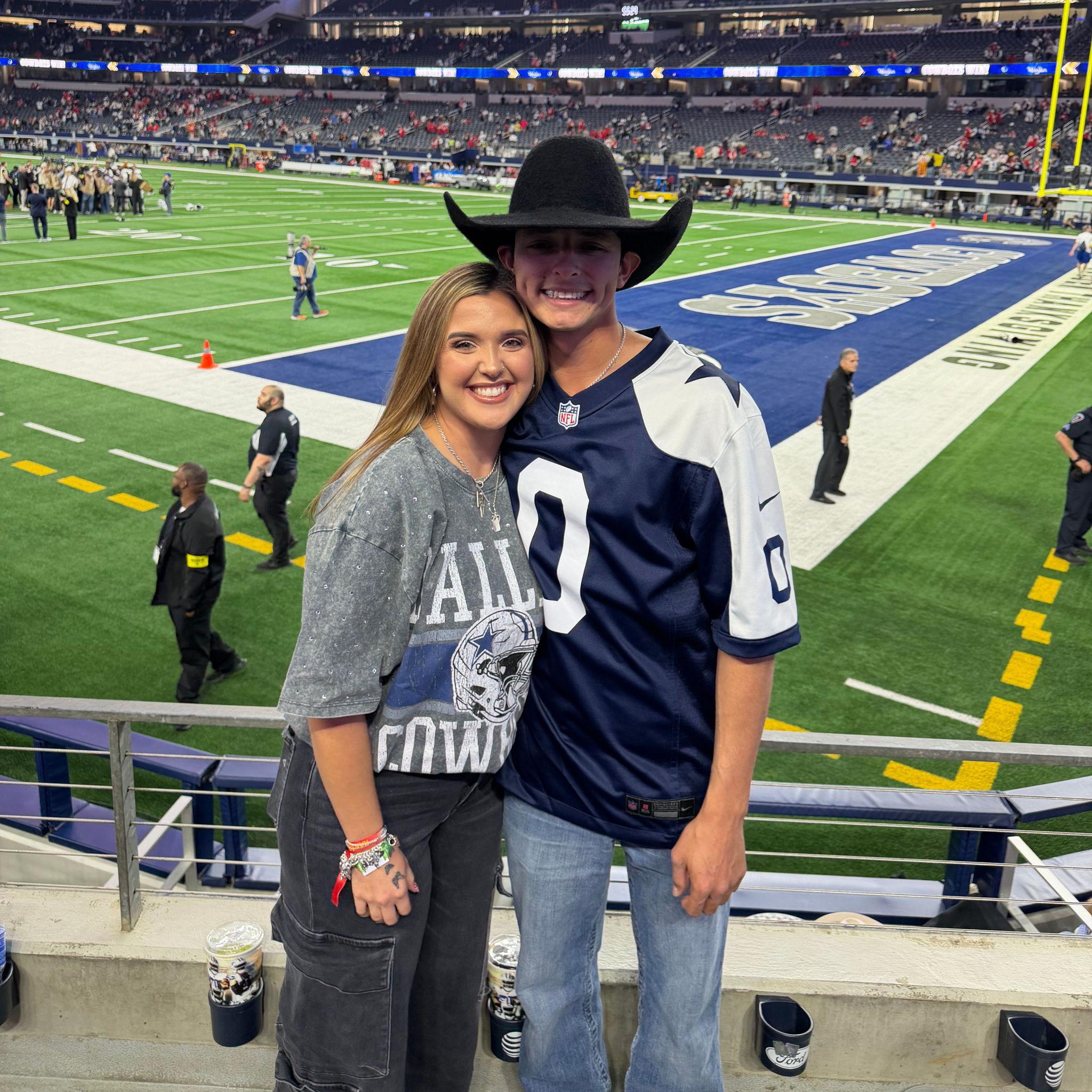 Thanksgiving Cowboys game 2025. We got free, upgraded club tickets from DeMarcus Ware that allowed us to watch the players come out onto the field. Such an amazing experience!!