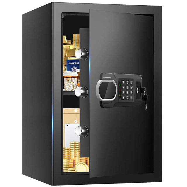 3.4 CUFT Large Home Safes Water and Fireproof, Fireproof Safe for Documents with Spare Key and Electronic Keypad, Removable Shelf, Combination Digital Money Safes for Cash, Documents, Jewelry