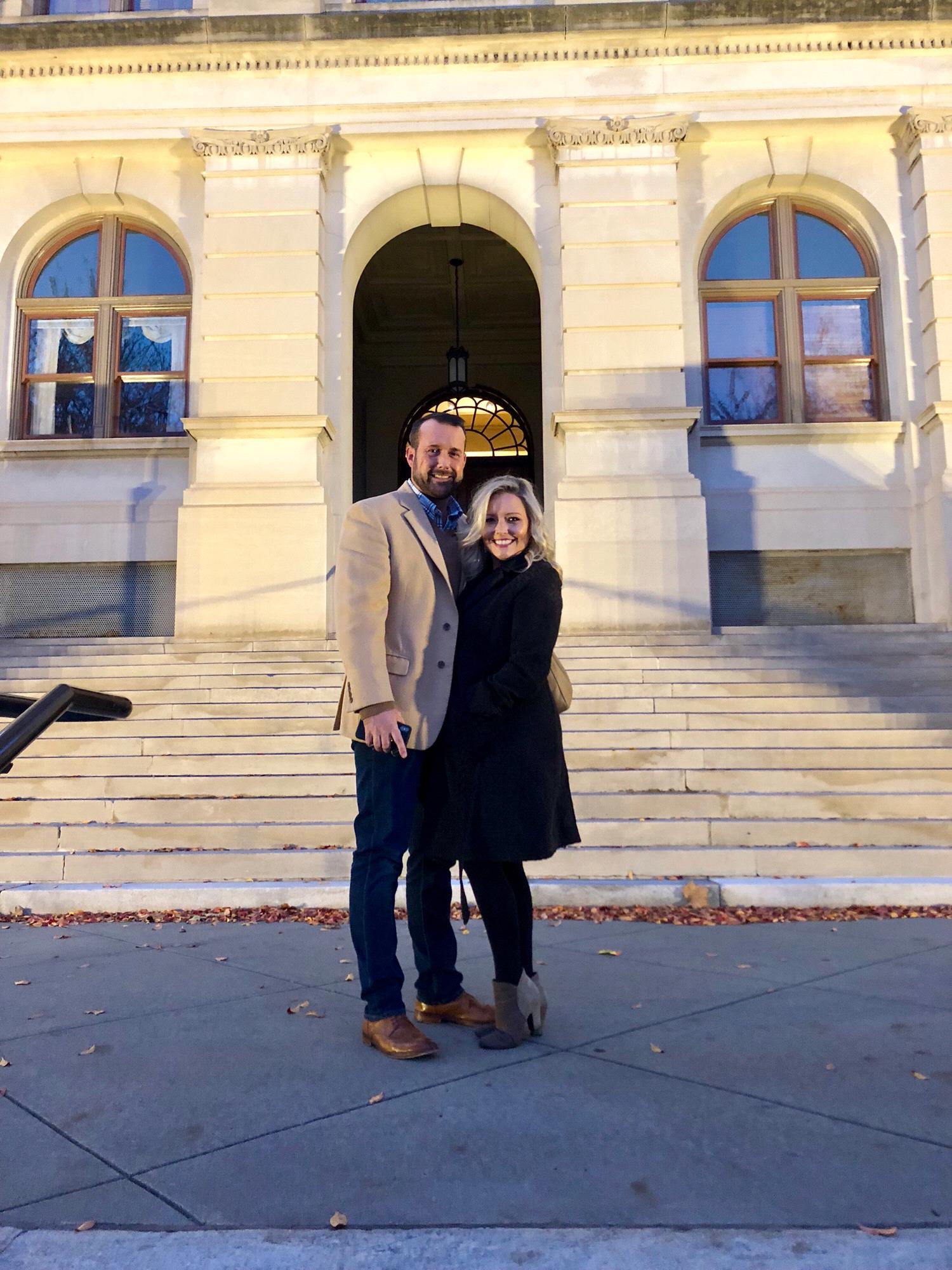 MOMENTS before Doug popped the question.  Eek!