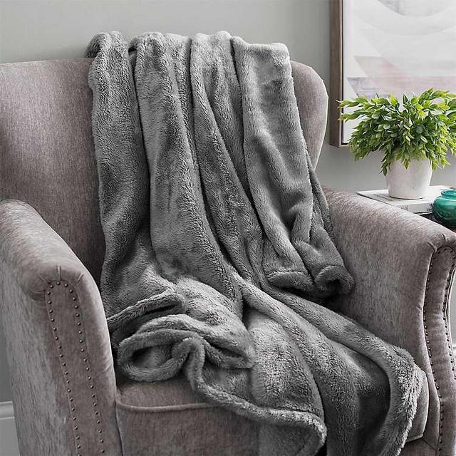 Gray Teddy Bear Fur Throw