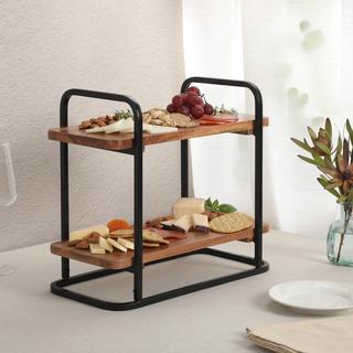 Gracious Dining 2-Tier Acacia Wood Serving Tray