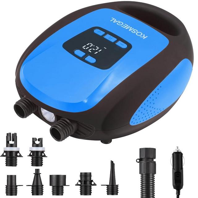 kosmegal Paddle Board Pump Electric Portable, SUP Pump for Paddleboard, 20PSI Air Compressor with Auto-Off, Deflation Function and 12V DC Car Connector for Inflatables, Kayaks and Boats